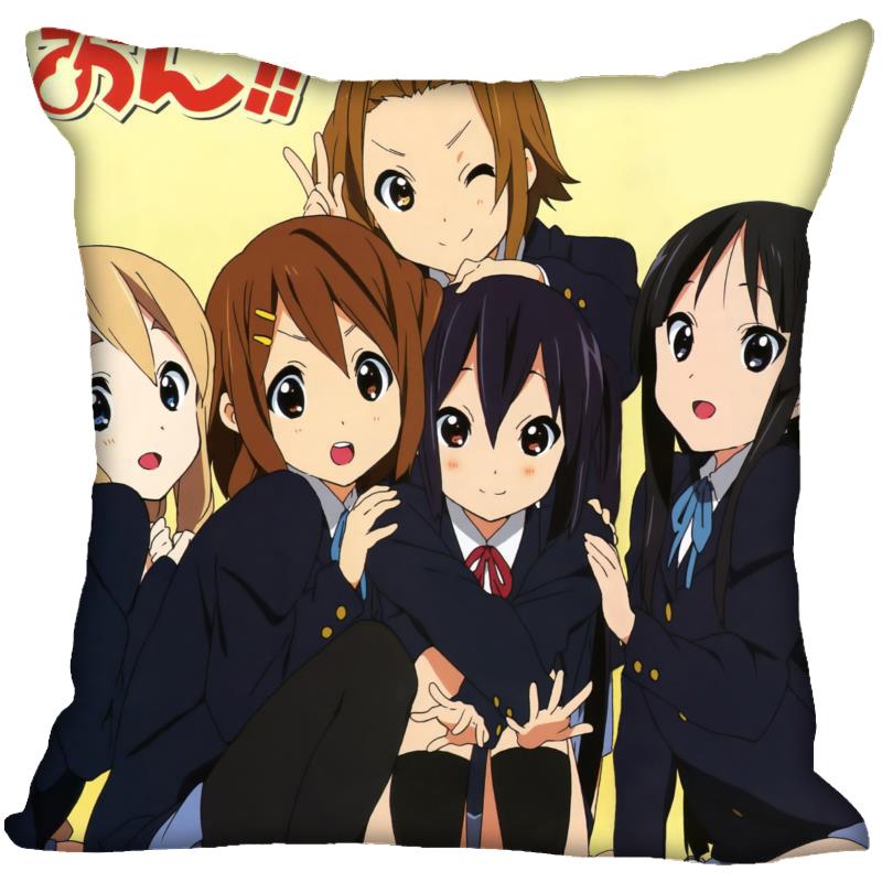 New Arrival K-ON! Anime Girl Pillow Case For Home Decorative Pillows Cover Square Zippered Satin Fabric PillowCases 40X40,45X45