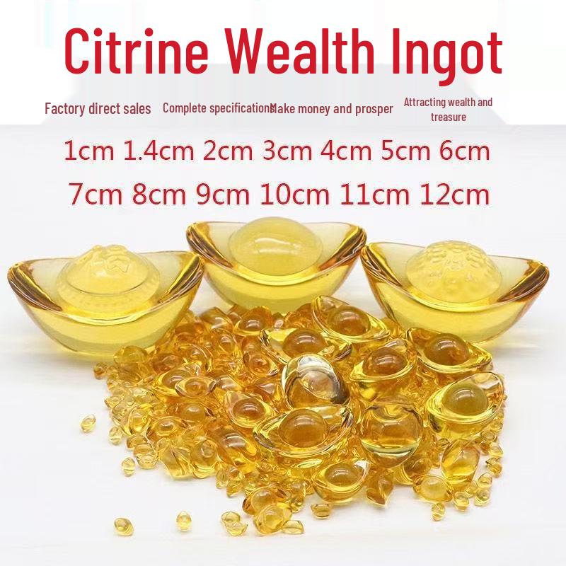 Citrine Glass Gold Ingot Ornament: Wedding Gift & Home Decoration