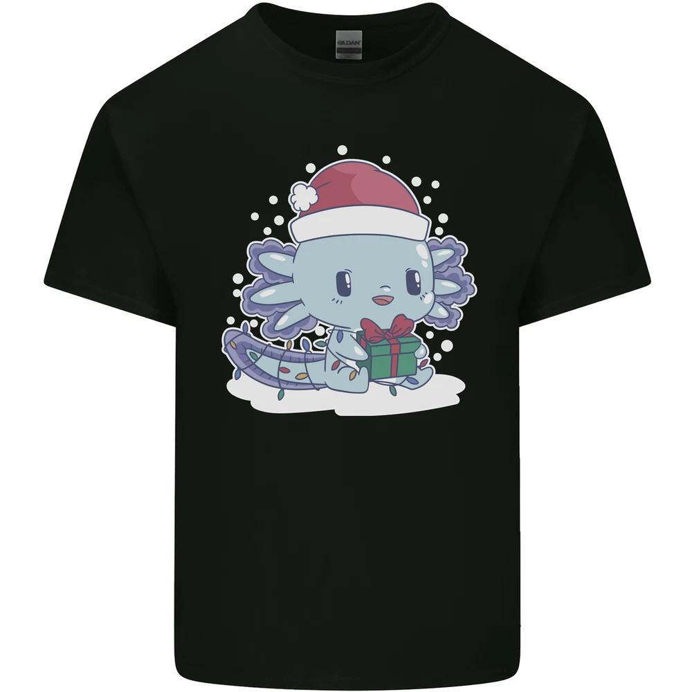 Cute Christmas Axoloti Wearing a Chirstmas Hat Xmas Unisexs Light Cotton TShirt S