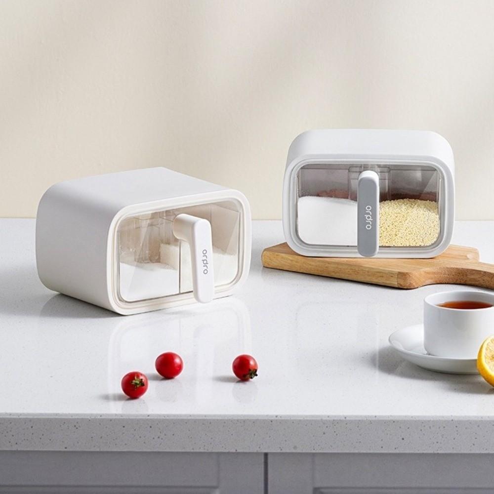 Wall Mount Seasoning Storage Box with Spoon Seasoning Container Spice Rack Kitchen Supplies