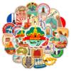 10/30/50pcs Retro World Travel City Landmark Stickers Cartoon Landscape Decals DIY Water Bottle Phone Luggage Sticker Decoration