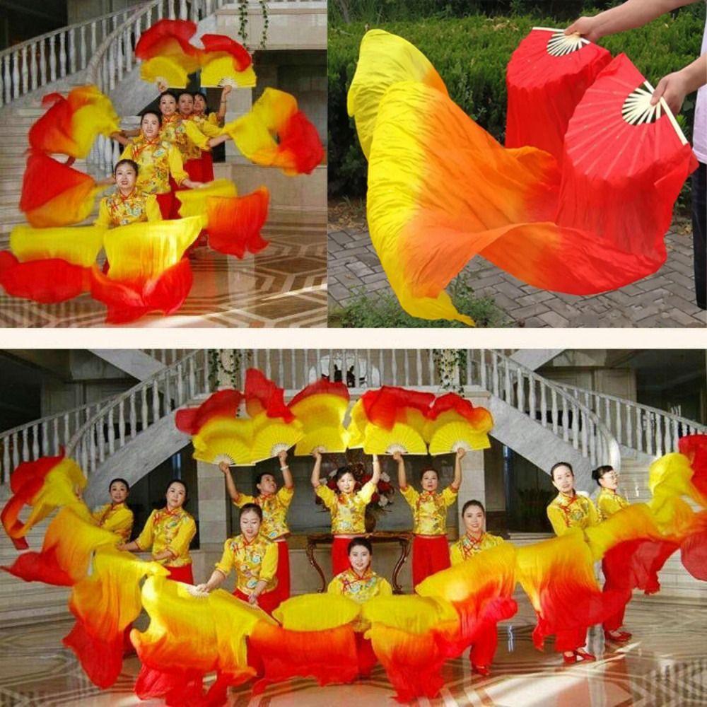 120/150/180cm Gradient Color Dancer Fan Right&Left Hands Rayon Silk Fans