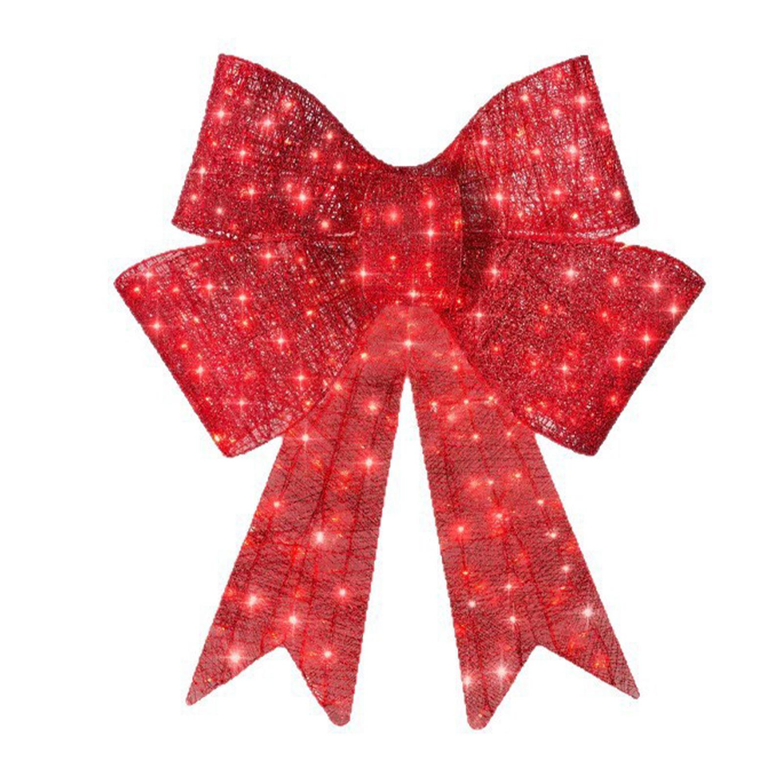 Deck Yard Pre-Lit XL Christmas Bow Illuminated For Outdoor Display Pre-Lit XL Christmas Bow Decoration