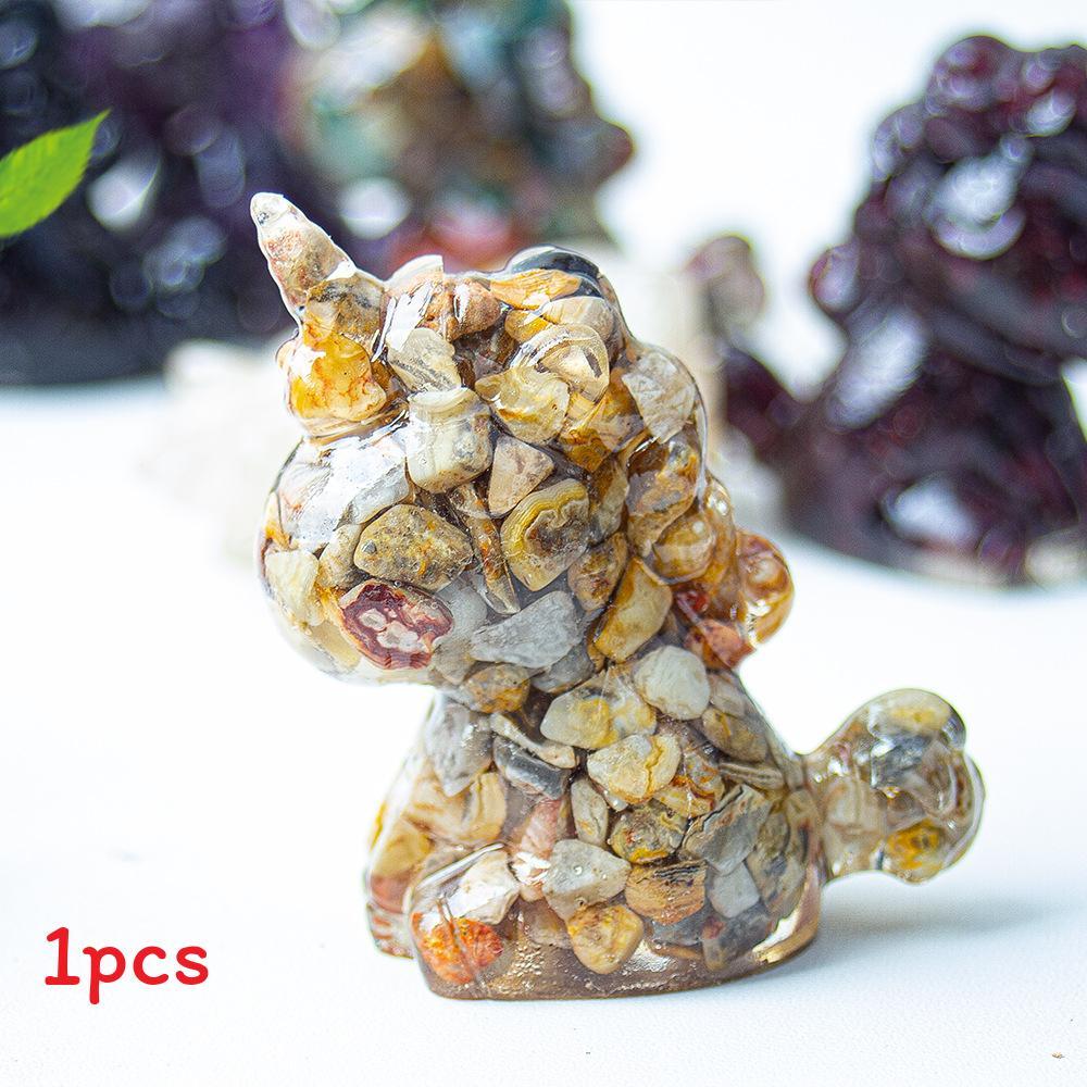 Unicorn Resin Figurine With Handcrafted Crystal Texture For Home Decor And Giftgiving