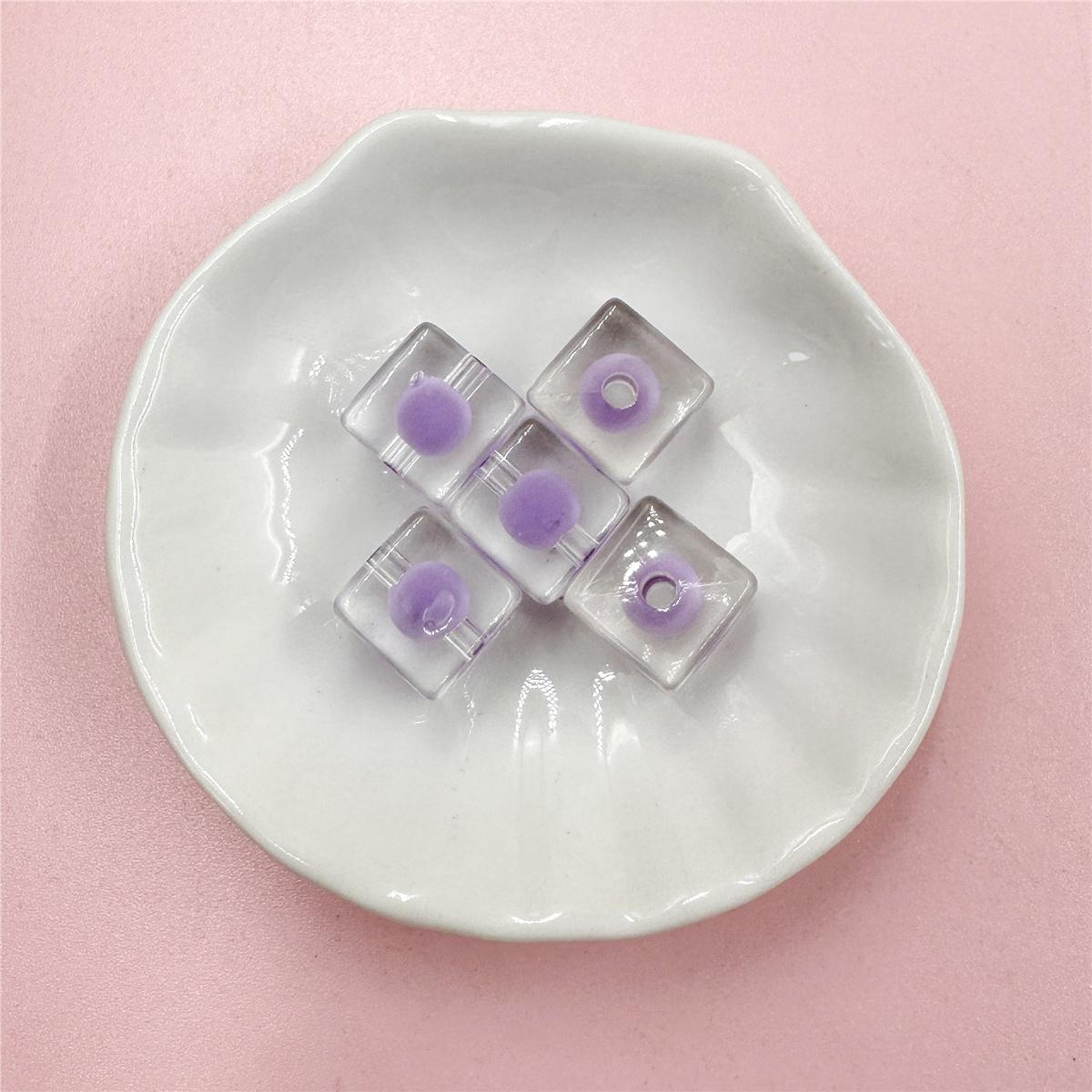 

12mm Square Sandwich Transparent 5Pcs Handmade DIY Bracelet Acrylic Bright Face Loose Beads Making Material Keychain Fashion Accessories about 12mm фиолетовый