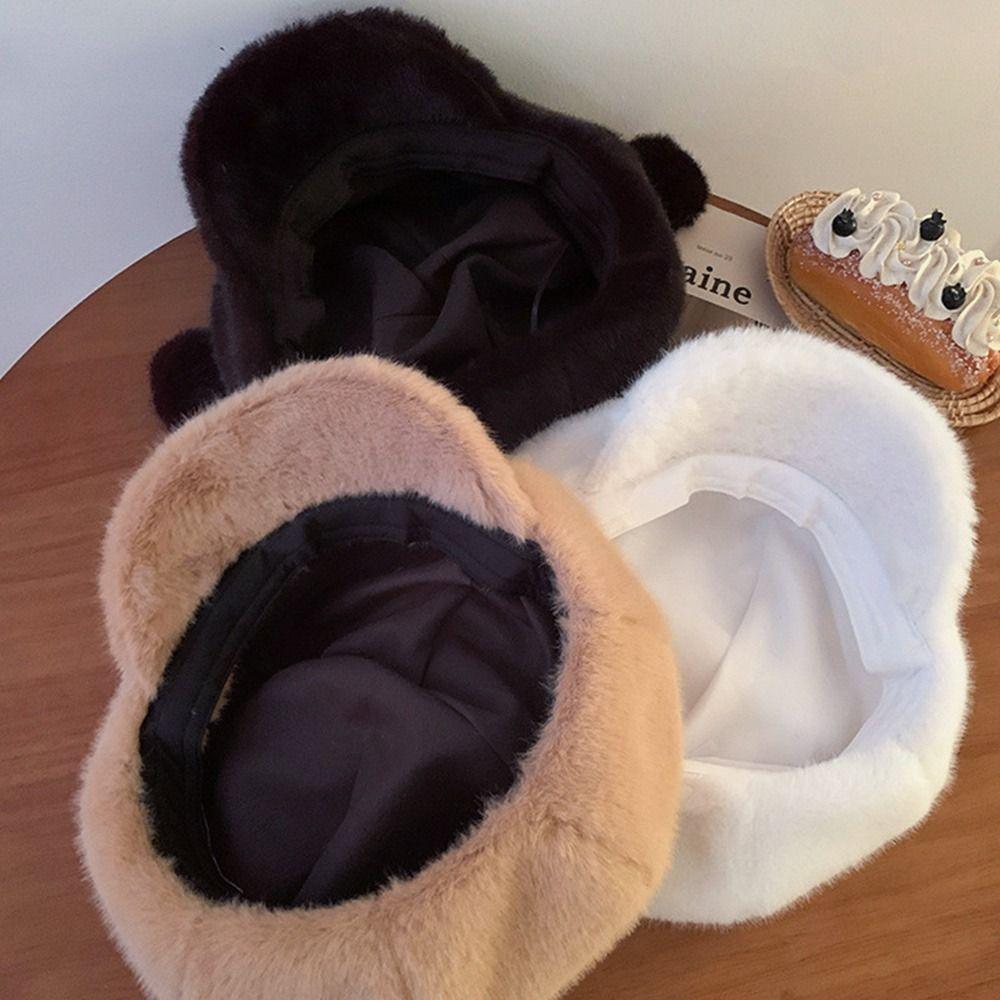 Warm Winter Berets Hat Plush Plain Cap Fashion French Artist Hat  Lady