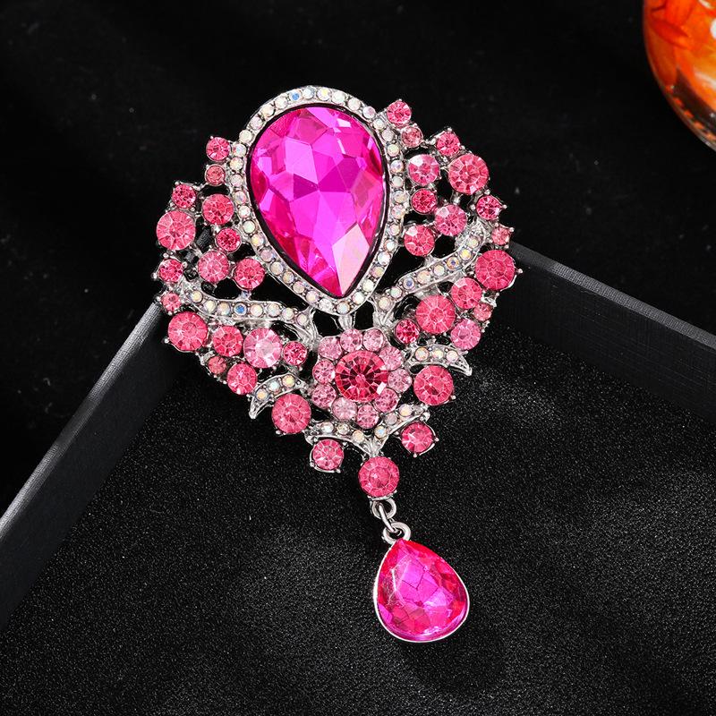 1Pcs Wedding Bridal Bouquet Clear Crystal Rhinestone Teardrop Dangle Brooch Pin Hot Women Men Brooch Clothing Accessories