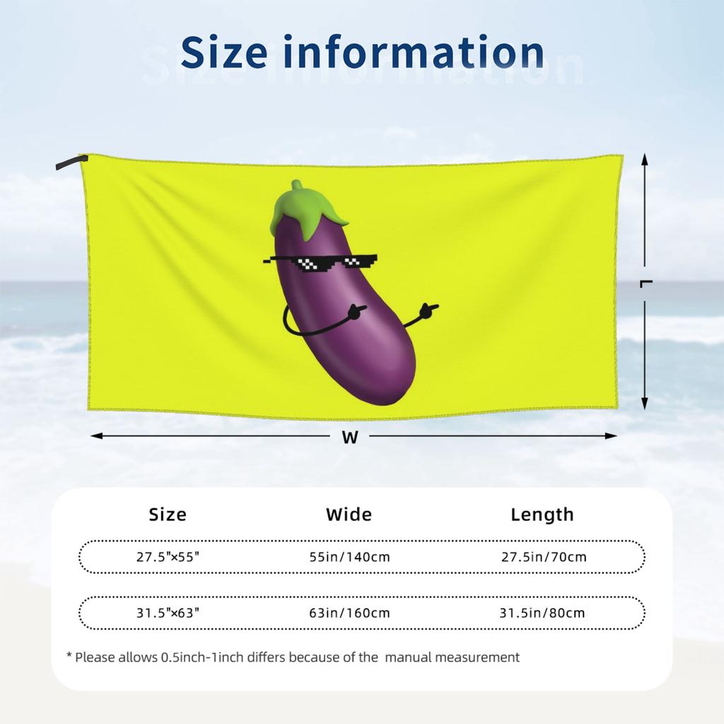 Thug Life Eggplant Beach Towel Soft Microfiber Quick Dry Absorbent Quick Towels For Pool