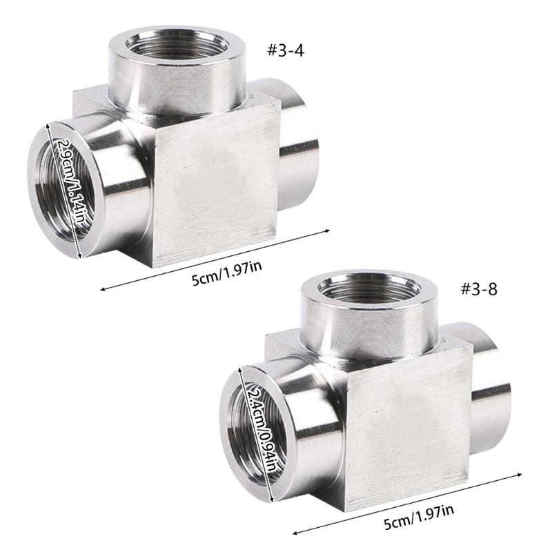 2Pcs Stainless Steel High Pressure Tees Fitting 3 Way Hose Adapter Stainless Steel T Joint Connector For Plumbing Systems
