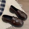 Black British style retro versatile with skirt platform small leather shoes women's 2025 new spring one-pedal loafers