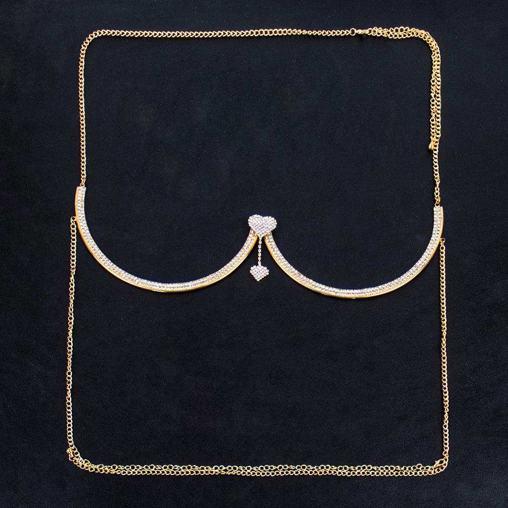Double Heart Rhinestone Body Chain - Fashion Women's Jewelry Accessory
