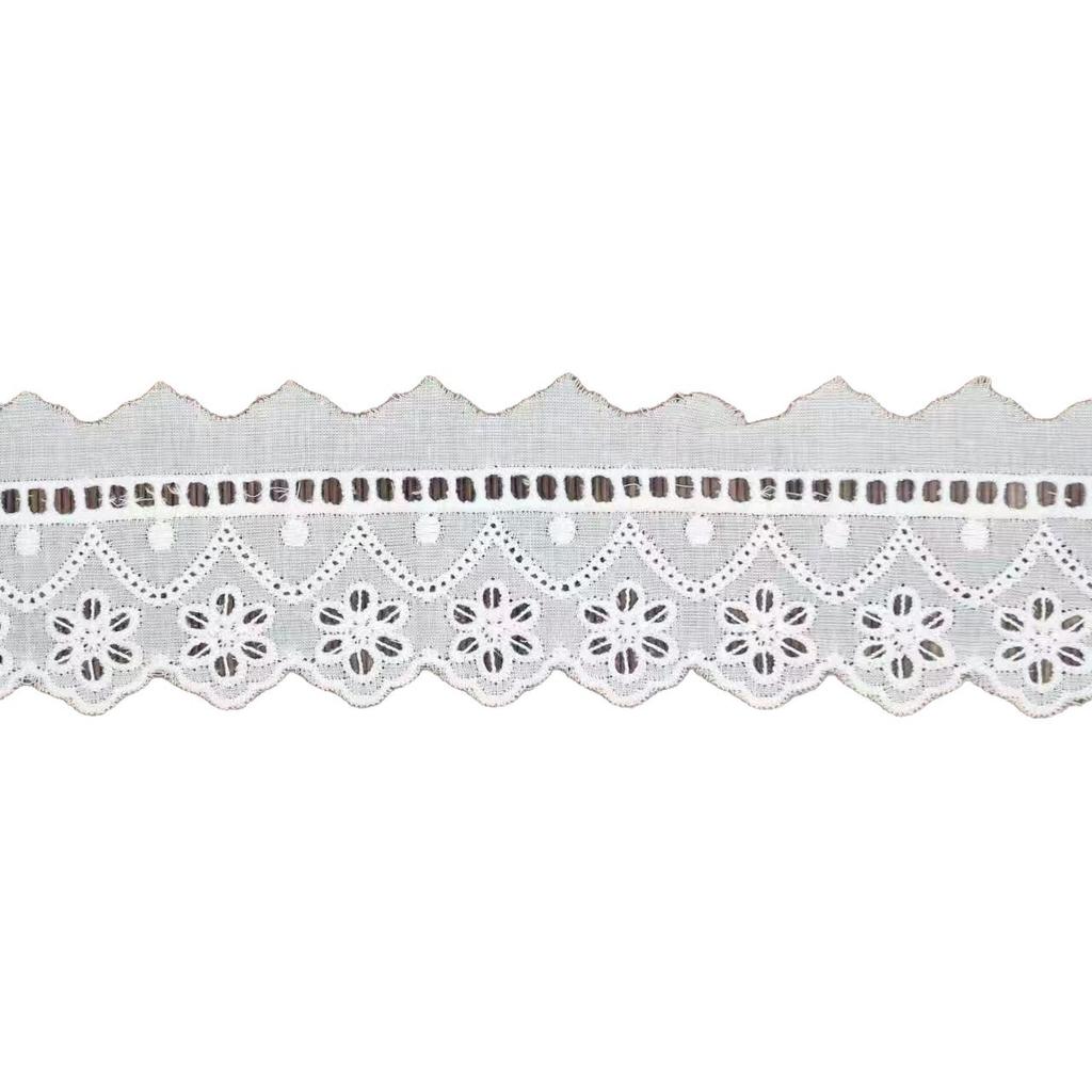 Cotton Hollow Embroidery Lace, Wave Punched Small Barcode Lace, Women'S Skirt Accessories, Clothing Accessories