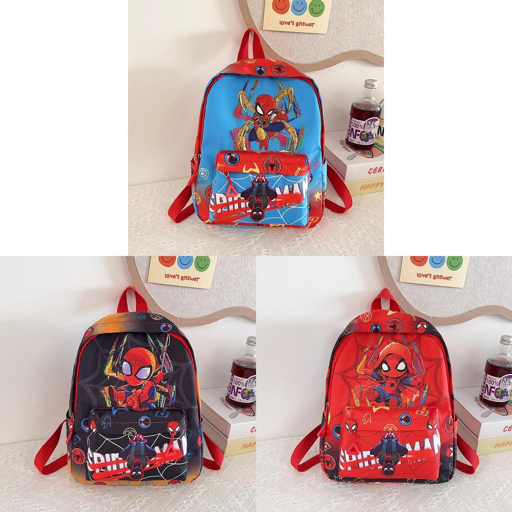Cartoon Kids Spider Man Backpack For Boys And Girls With Breathable Nylon And Comfortable Shoulder Straps For Kindergarten Daily Use