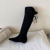 Fashion New Fashion Lace Up Ladies Knee High Boots Shoes Flock Women Long Modern Boots Female With Height Increasing Shoes Lady