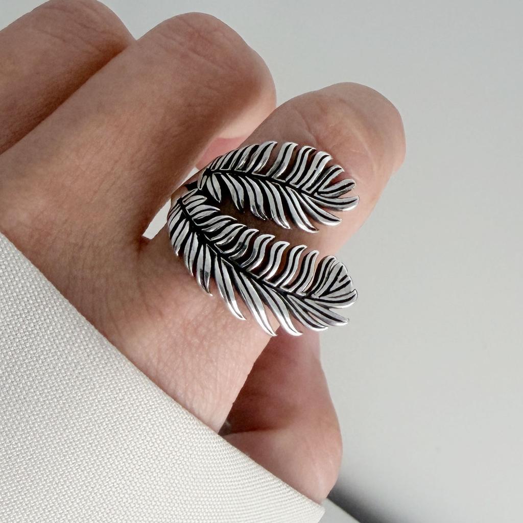 Xiaomi BF CLUB 925 Sterling Silver Ring For Women Jewelry Retro Big Leaf Open Vintage Handmade Ring Allergy For Party Birthday Gift
