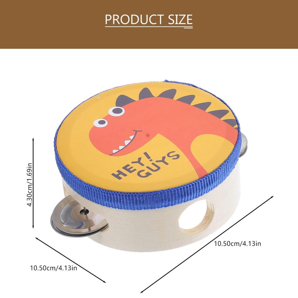 Lurrose Kids' Tambourines, Cartoon Design Percussion Instruments, 4-Inch Toy for Boys and Girls, Music Education for Ages 1+, for Home and Parties,