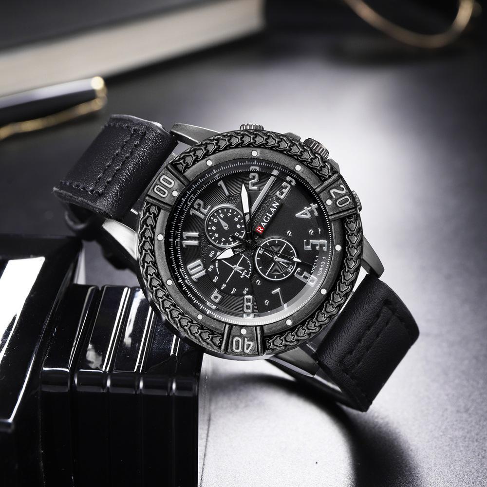 New Casual Men's Quartz Watch – Retro Sports Design with Silicone Strap, Black and Blue