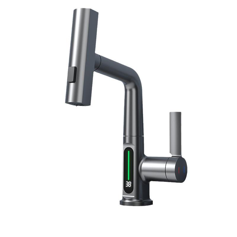 Gunmetal Multifunctional Pull-Out Basin Faucet for Bathroom