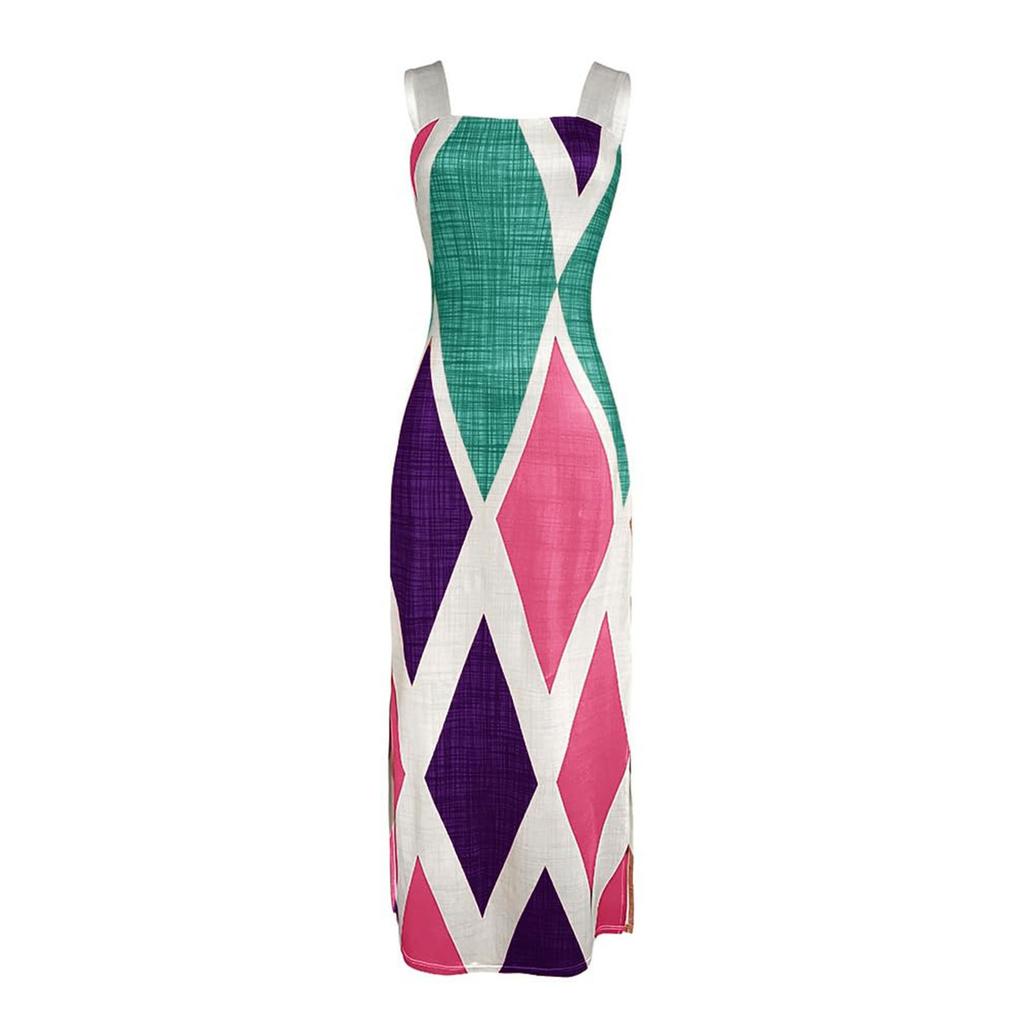 Women's Elastic Printed Long Skirt Versatile Retro Dress