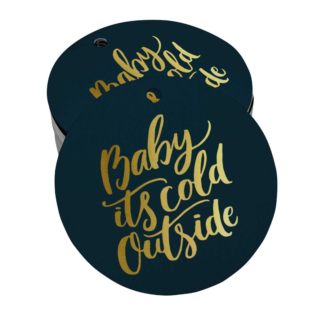 Inkdotpot Real Gold Foil Baby It's Cold Outside Baby Shower Tags Favor Hang Paper Tags 100