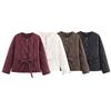 Womens Warm Puffer Coat With Zipper Loose Fit Long Sleeve Quilted Cotton Jacket Winter