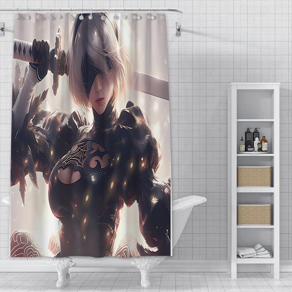 Shower Curtain Waterproof Polyester Fabric Paint Colorful Curtains Adventure game Nier Automatas Home Bathroom Decor With Hook
