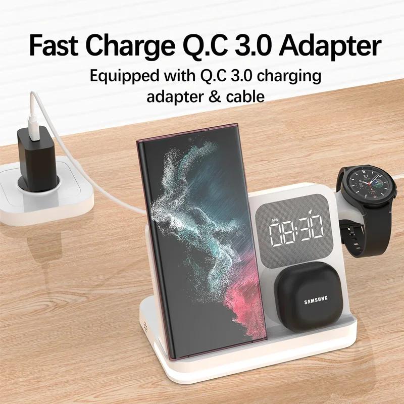 6 In 1 Wireless Charger Stand For iPhone Samsung S23 S22 Ultra Note Fold Galaxy Watch 5 4 Active Buds Fast Charging Dock Station