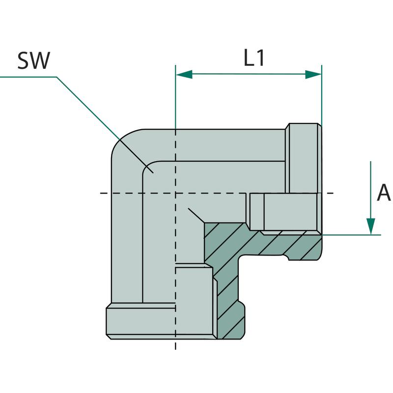 Hydraulic elbow connector WA G1/4" x 1/4" 350bar