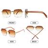 1pc UV400 Protection Square Rimless Sunglasses Women Tinted Frameless Eyewear Summer Vintage Transparent Gradient Sun Glasses