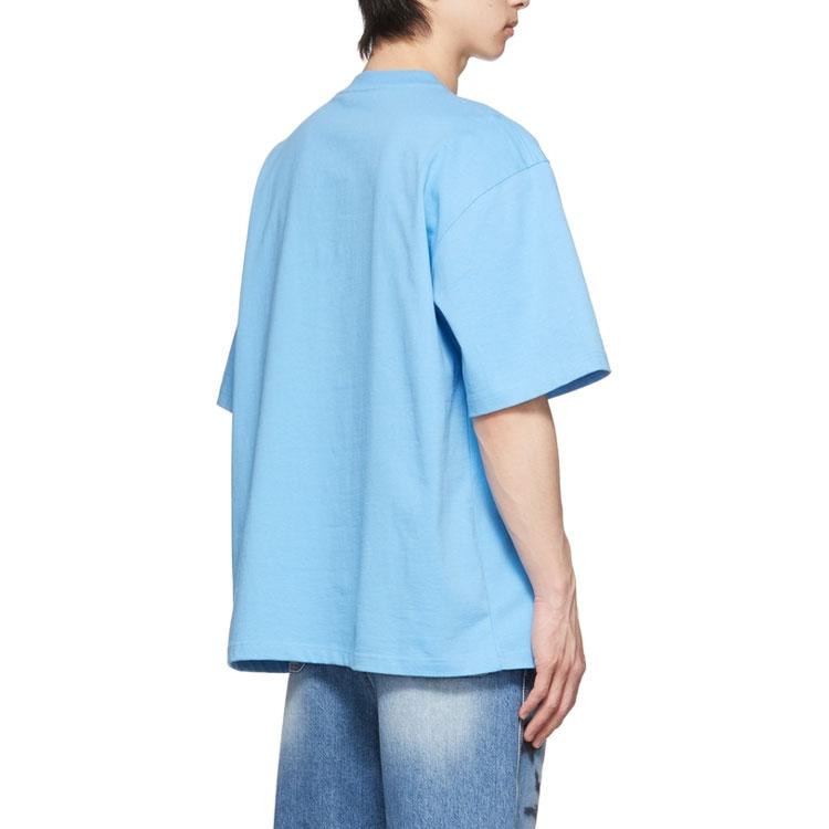 WE11DONE Ss22 Solid Color Logo Short Sleeve T-Shirt Unisex Tops Sky-Blue WD-TT1-22-710-U-SK