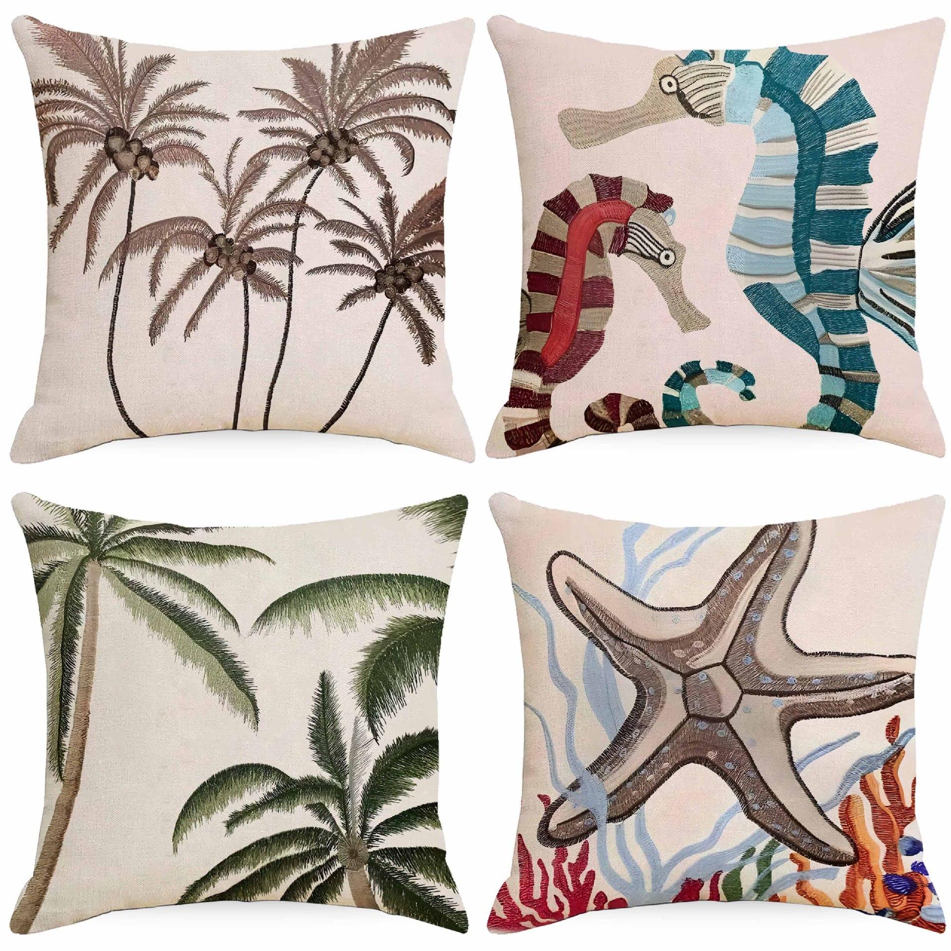 Writing A Notebook Unisex New Linen Summer Marine Life Pillowcase Car Pillow Sofa Pillowcase