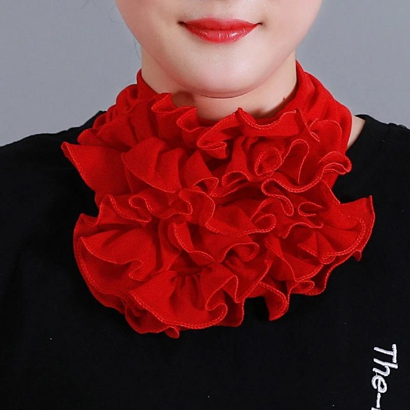 Korean Floral Chiffon Neck Guard False Collar Hedging Scarf Summer Women Ice Silk Protect Cervical Elastic Bib Headneck P51