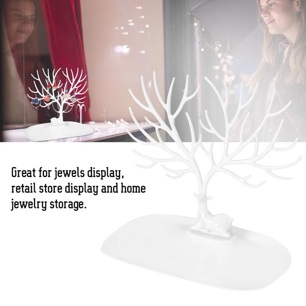 Antler Shape Dish Necklace Bracelet Pendant Jewelry Organizer Display Holder (White)