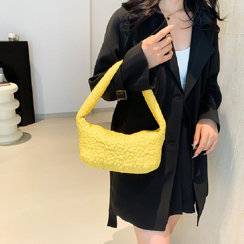 Charming Floral Ruched Tote Bag For Women 2024 Summer Sweet Versatile Shoulder Bag