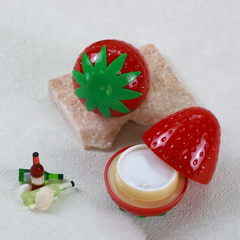 1/3 Stück Erdbeerform Wiederverwendbare Leere Plastikflasche Tiegel Probenflasche Gesichtscreme Handcreme Aufbewahrungstopf Lippenpeeling-Behälter