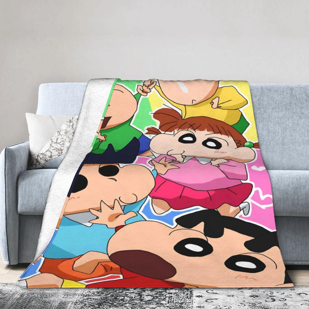 Shinchans 90S Cartoon Flannel Blanket Awesome Throw Blankets For Bed Sofa Couch 150*125Cm Rug Piece