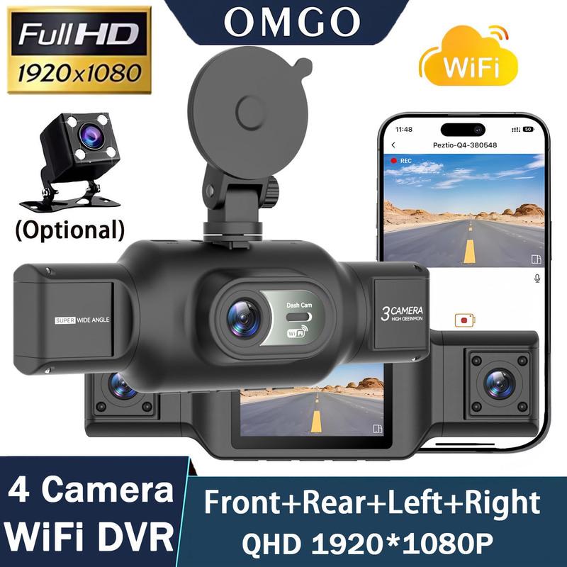 4-Channel 360 Degree Dash Cam For Cars WIFI APP Car DVR FHD 1920*1080P 4 Camera Lens Video Driver Recorder Rear View Camera