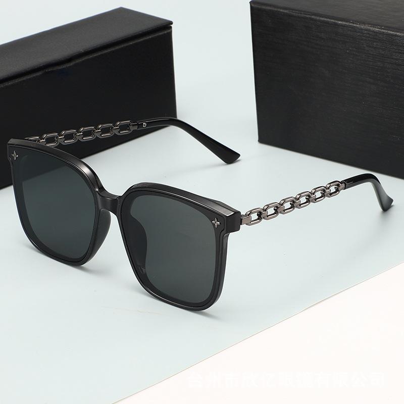 New Rectangle Sunglasses Women's Metal Chain Strip Mirror Leg Sun Glasses Women's Outdoor Driving Eyewear UV400