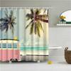 Decorative Oil Painting Printed Fabric Waterproof Polyester Shower Curtains For Bathroom With Hooks 180X180Cm