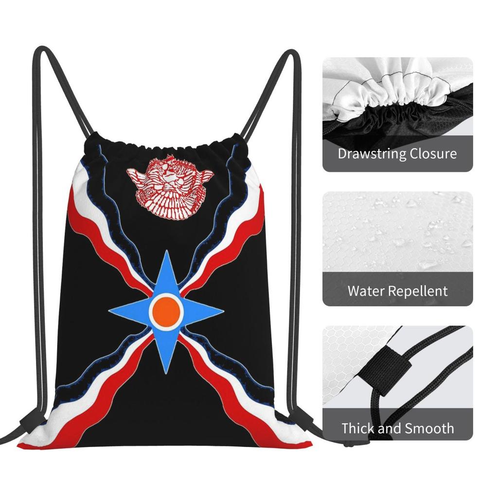 Luxury Assyrian Suryoyo Flag Backpacks Multi-function Drawstring Bags Sports Bag Book Bags for Travel School