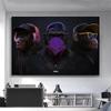 Cool Funny 3 Swag Monkeys with Headphone and Hat Animal Art Poster Canvas Painting Wall Print Picture for Living Room Home Decor