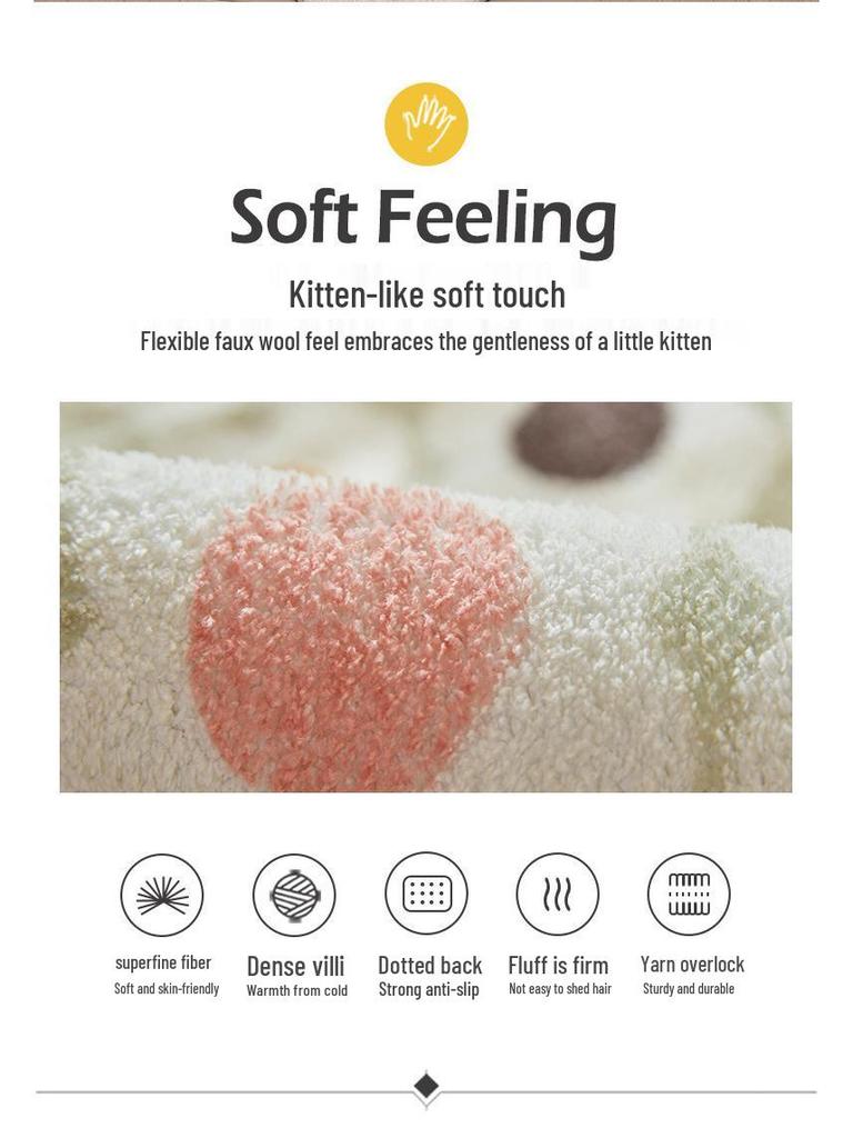 Japanese Wabi-Sabi Faux Cashmere Rug – Cool-Insulating, Water-Absorbent, Plush for Living Room, Bedroom, or Bedside Use