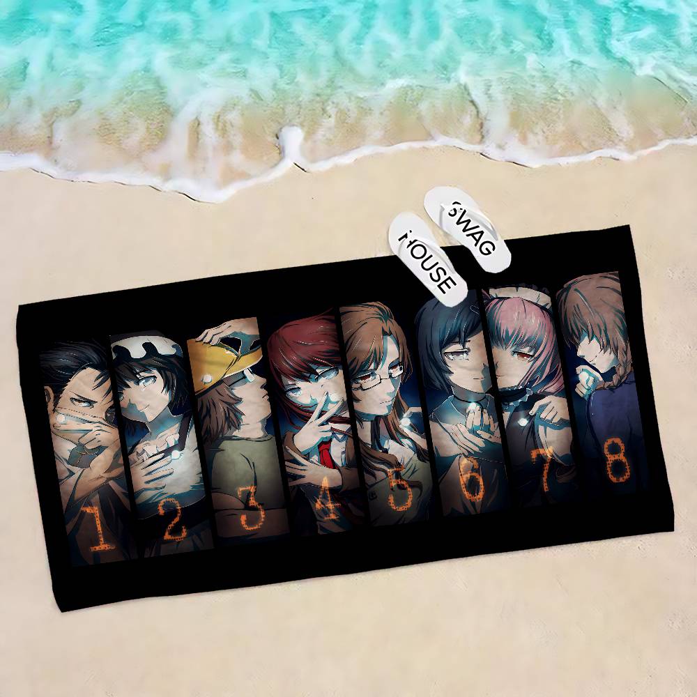 

Anime Steins Gate Microfiber Beach Towel Absorbent Quick dry Soft Yoga Swimming Resort Mountain Climbing Towel W30*H60(CM)