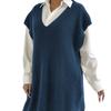 A Lady's Long Waistcoat, Deep V Loose Casual Sweater, Vest Dress