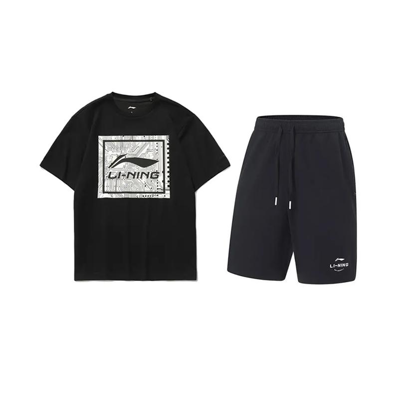 

Li-Ning Пуловер с круглым вырезом, с принтом логотипа в виде букв, модный, трендовый, удобный, универсальный, повседневный спортивный костюм, костюм унисекс AHSUA15-2+AKST543-3