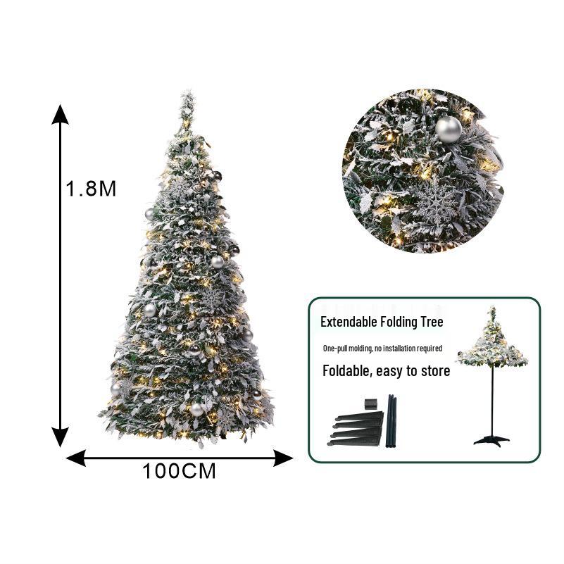 Flocked Telescopic Folding Christmas Tree for Home or Commercial Spaces