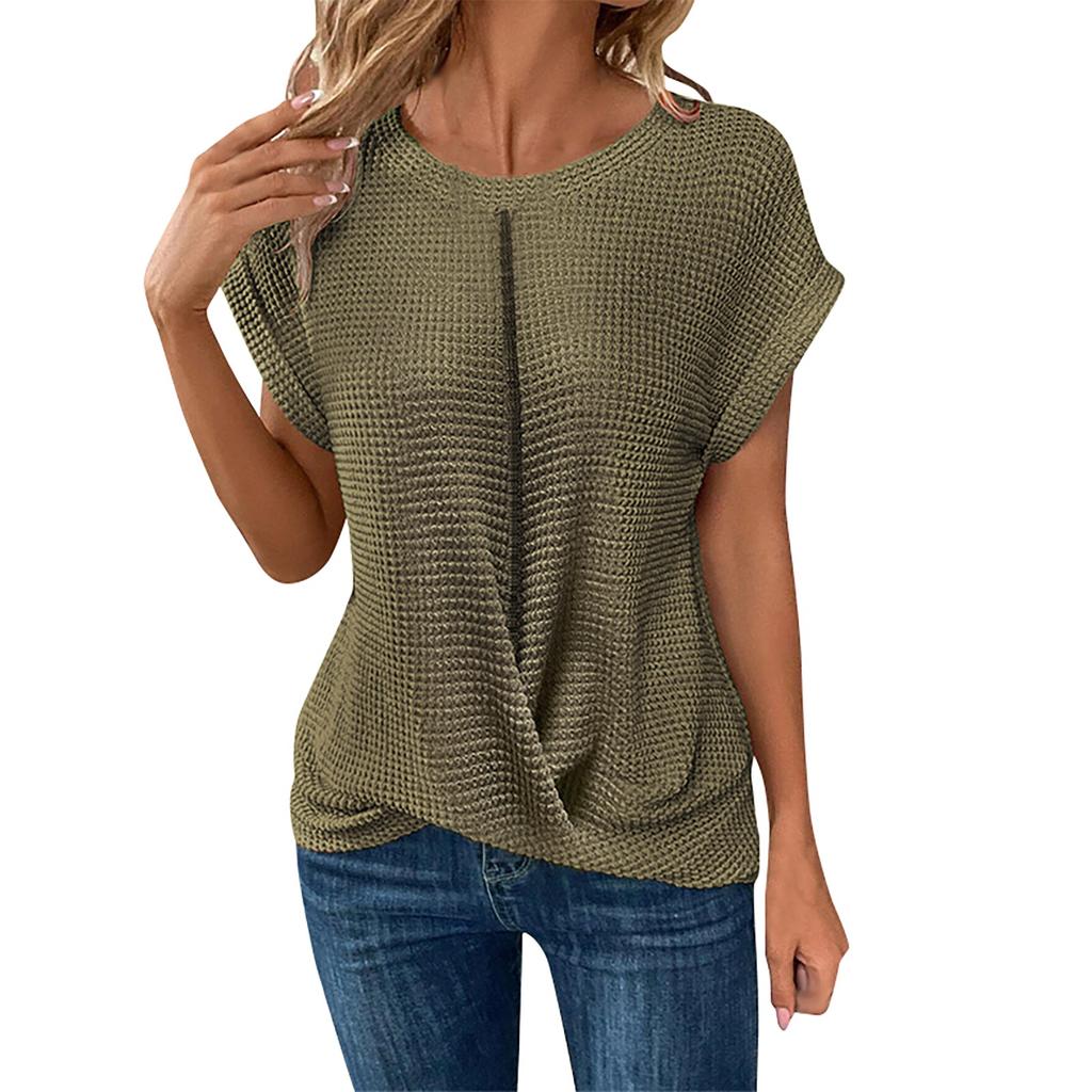 Dámská trička s výstřihem do O Kšiltovka Rukáv Ležérní topy Roztomilá trička Letní oblečení Trendy Základy Trička Oblečení