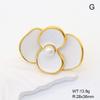 JUSNOVA Elegant 18K Gold Stainless Steel Gemstone Rings Size 7 White Zircon Cross Shape Flower Rings Set