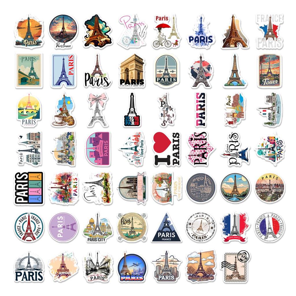 55 Paris Retro Travel Stickers: Waterproof Graffiti for Suitcase & Laptop DIY Decoration