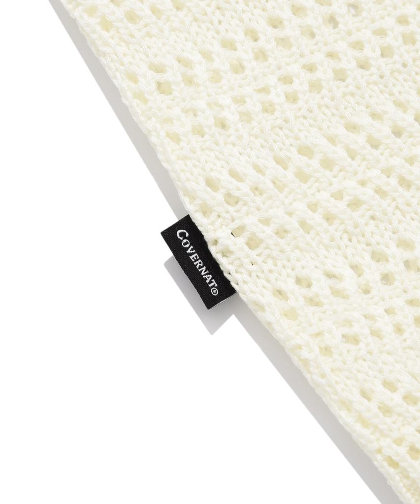COVERNAT Crochet Half Knit Shirt Ivory